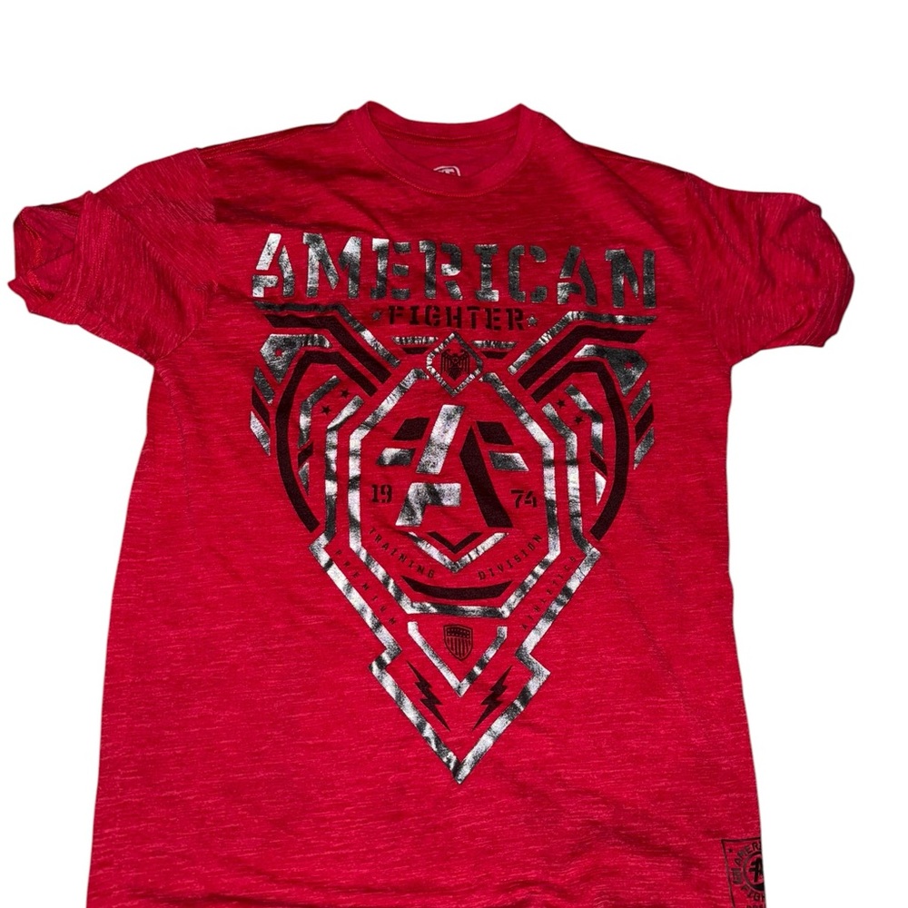 American Fighter Red and Silver Graphic Tee